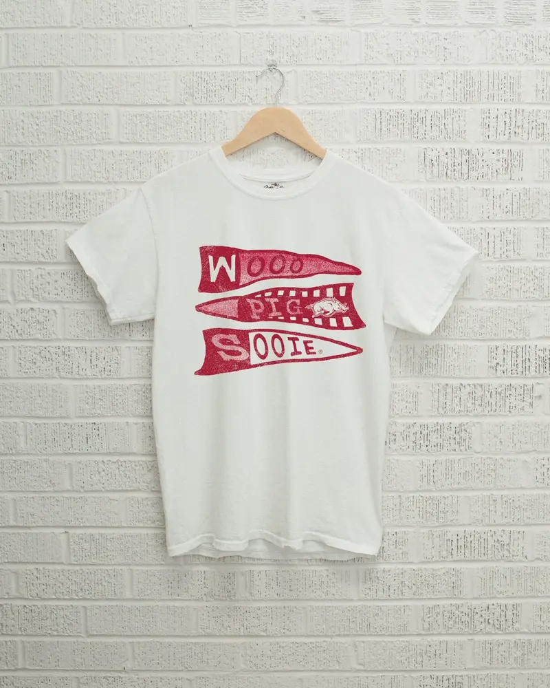 Arkansas Razorbacks Pennant White Tee 1