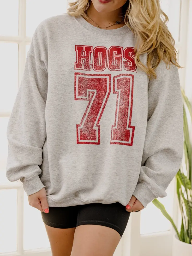 Arkansas Razorbacks Player Ash Gray Thrifted Sweatshirt 1