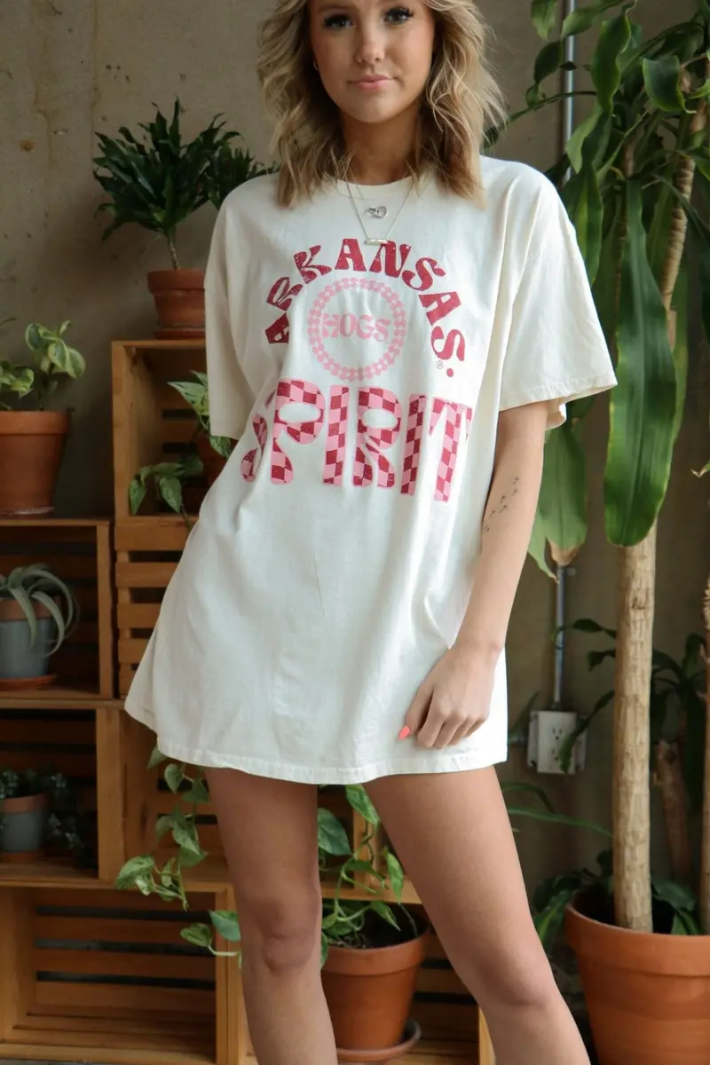 Arkansas Razorbacks Spirit Off White Thrifted Tee 1