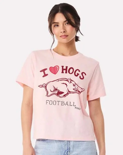 Arkansas Razorbacks Sporty Charm Pink Ellie Perfect Tee 1