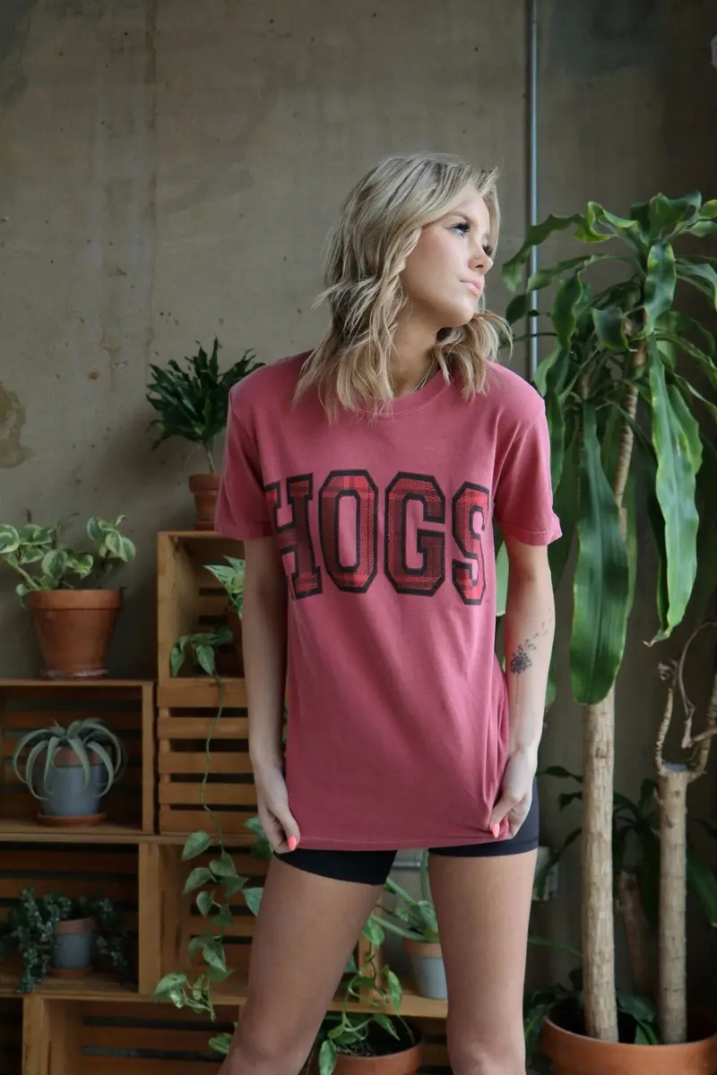 Arkansas Razorbacks Tartan Cardinal Tee 1
