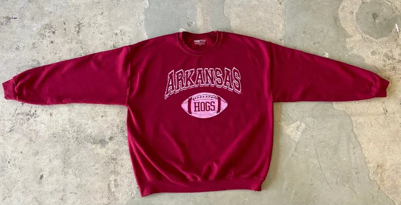 Arkansas Razorbacks Wonka Football Cardinal Thrifted Sweatshirt 1