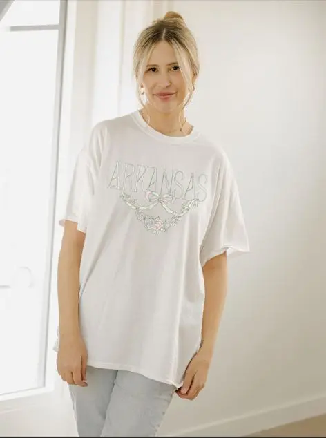 Arkansas Swag White Thrifted Tee 1