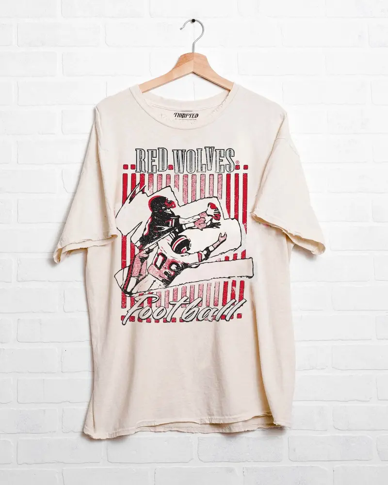 Asu Red Wolves Beach Shade Off White Thrifted Tee 1