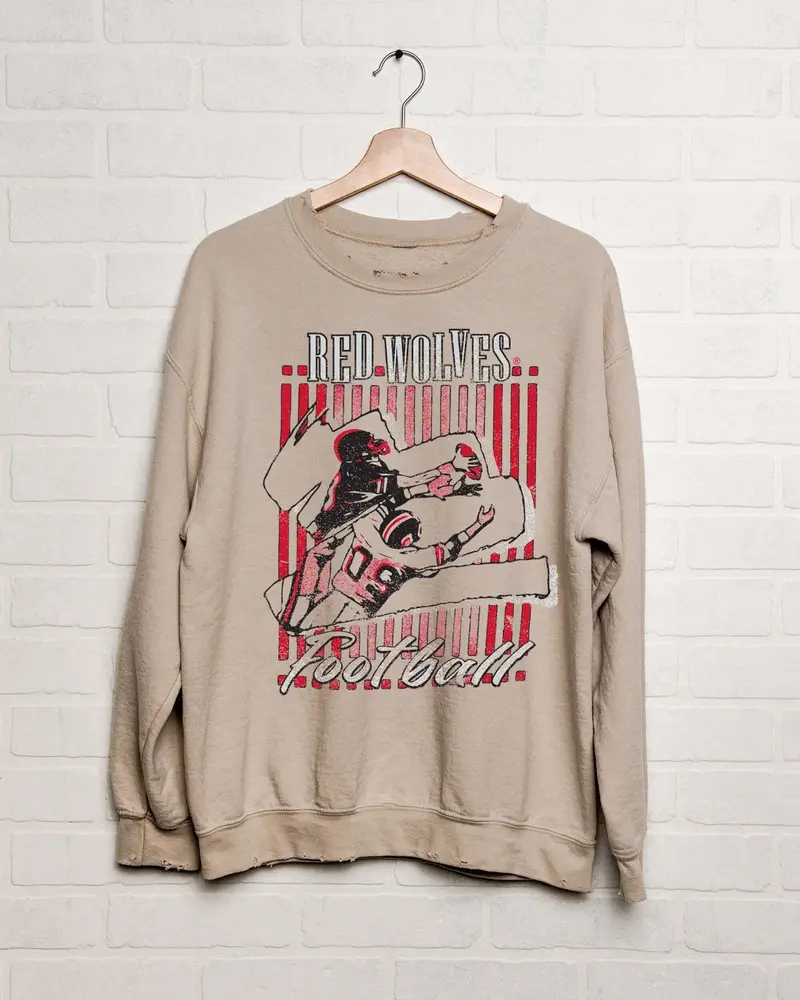Asu Red Wolves Beach Shade Sand Thrifted Sweatshirt 1