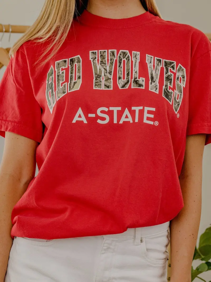 Asu Red Wolves Camo Filled Gault Red Tee 1