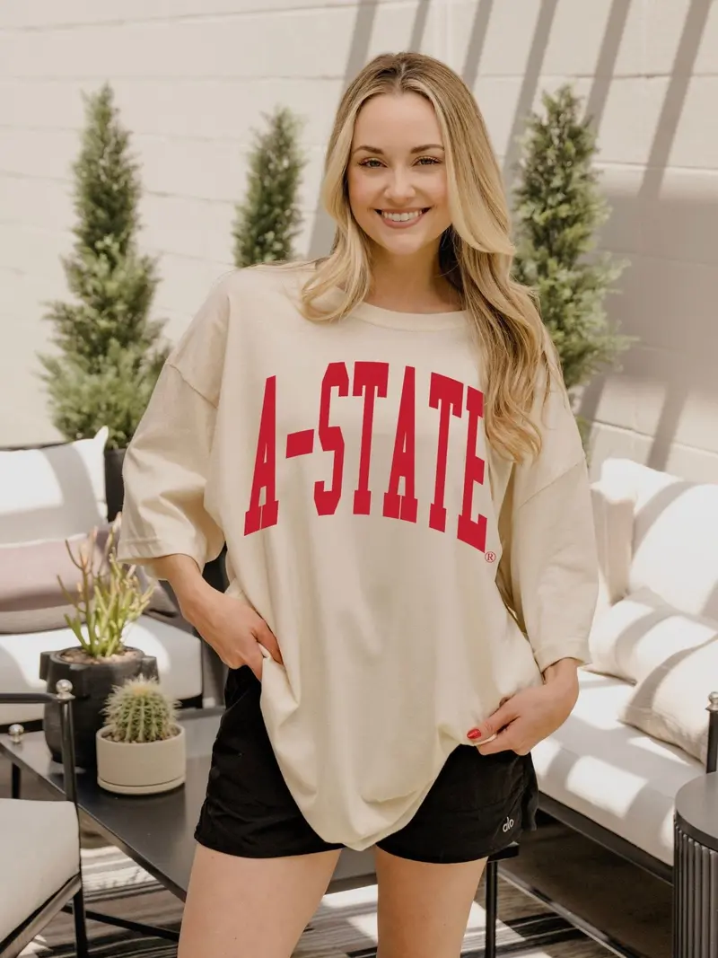 Asu Red Wolves Tall Boy Off White One Size Tee 1