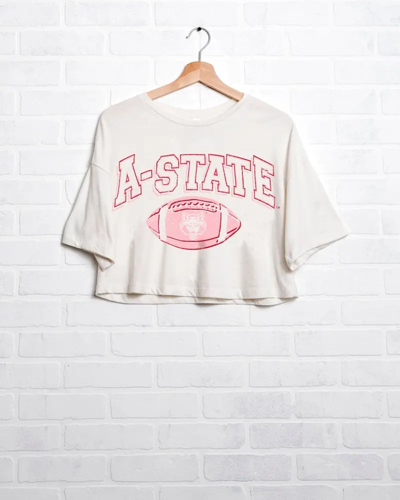 Asu Red Wolves Wonka Football Off White Cropped Tee 1