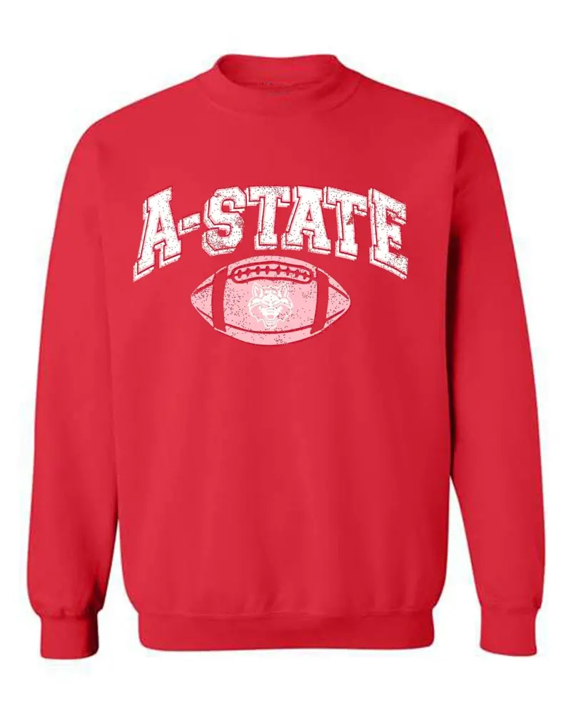 Asu Red Wolves Wonka Football Red Thrifted Sweatshirt 1