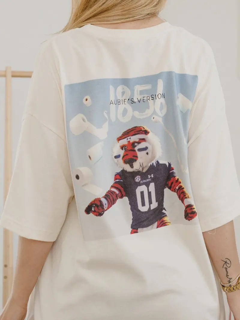 Auburn Tigers Aubie's Version Off White One Size Tee 1