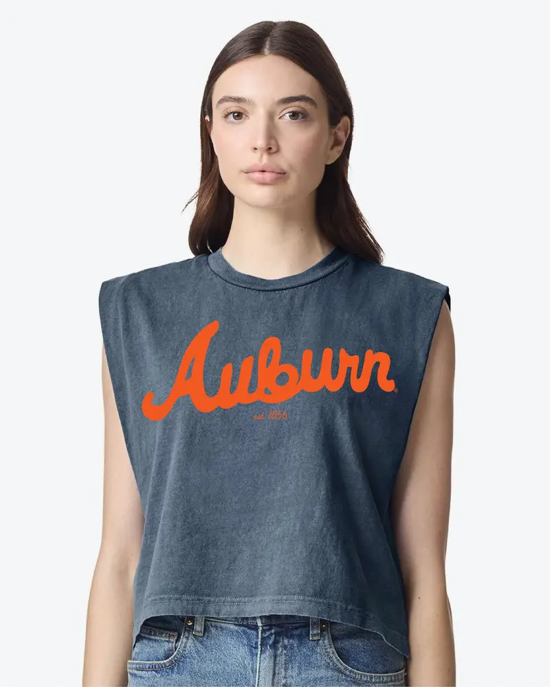 Auburn Tigers Bold Script Faded Navy Tank 1