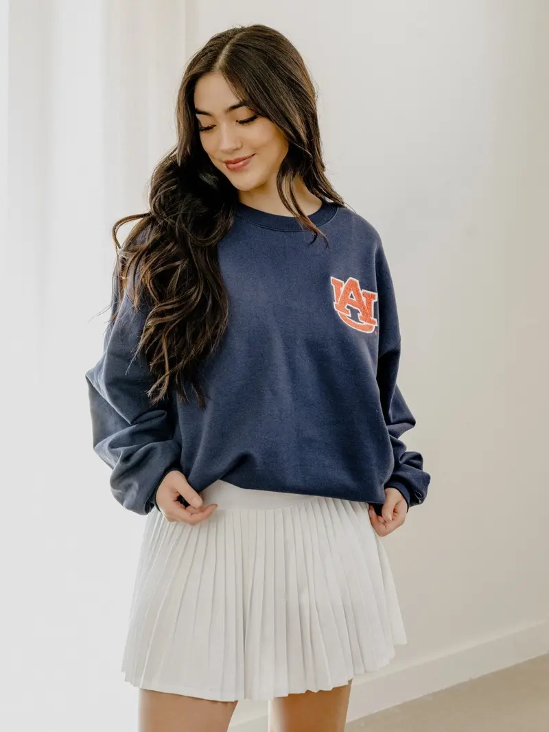 Auburn Tigers Chenille Patch Navy Sweatshirt 1