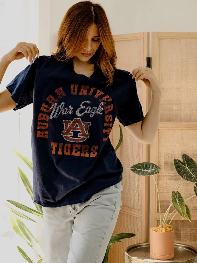 Auburn Tigers Draft Navy Thrifted Tee 1