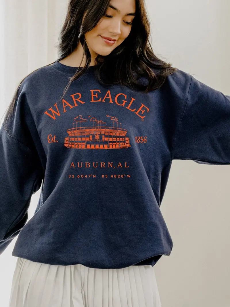 Auburn Tigers Stadium Coordinates Navy Sweatshirt 1