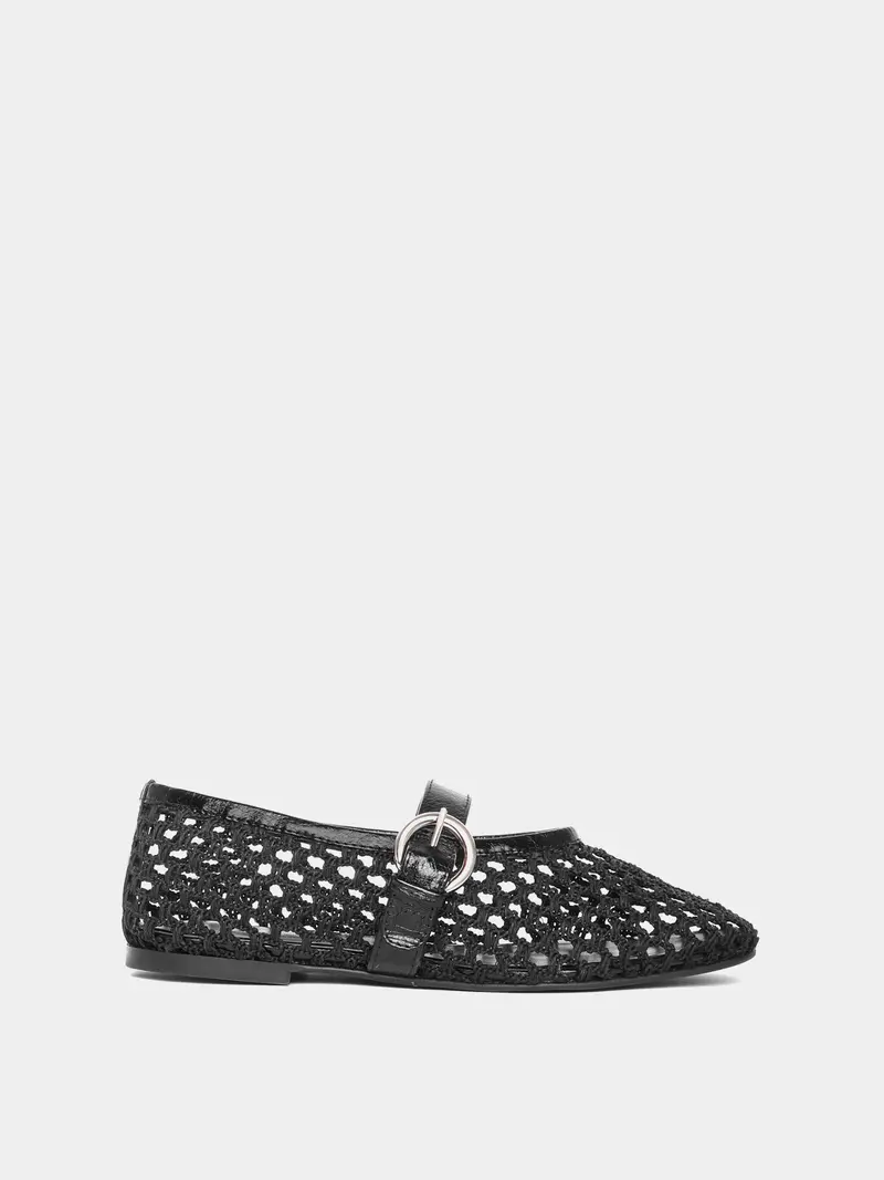 Aveiro Black Woven Ballerina 1