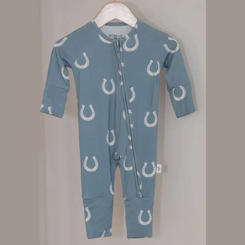 Baby Equestrian Horseshoe Zipper Onesie 1