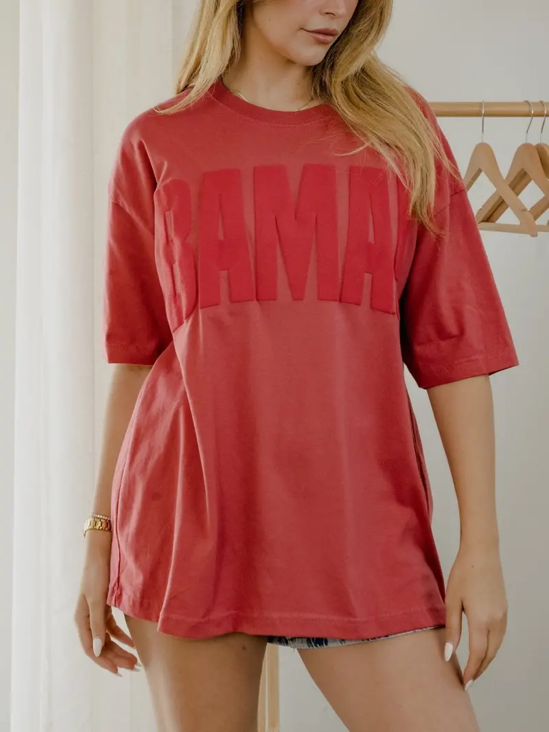 Bama Crimson Tide Mono Puff Ink Red Heavyweight Tee 1