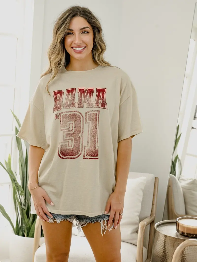 Bama Player Off White Thrifted Tee 1