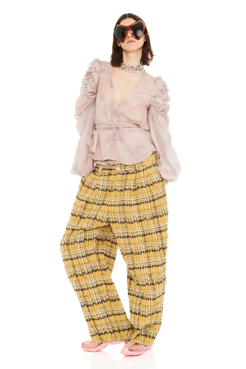 Beige Watercolor Roses Celosia Wrap Top 1