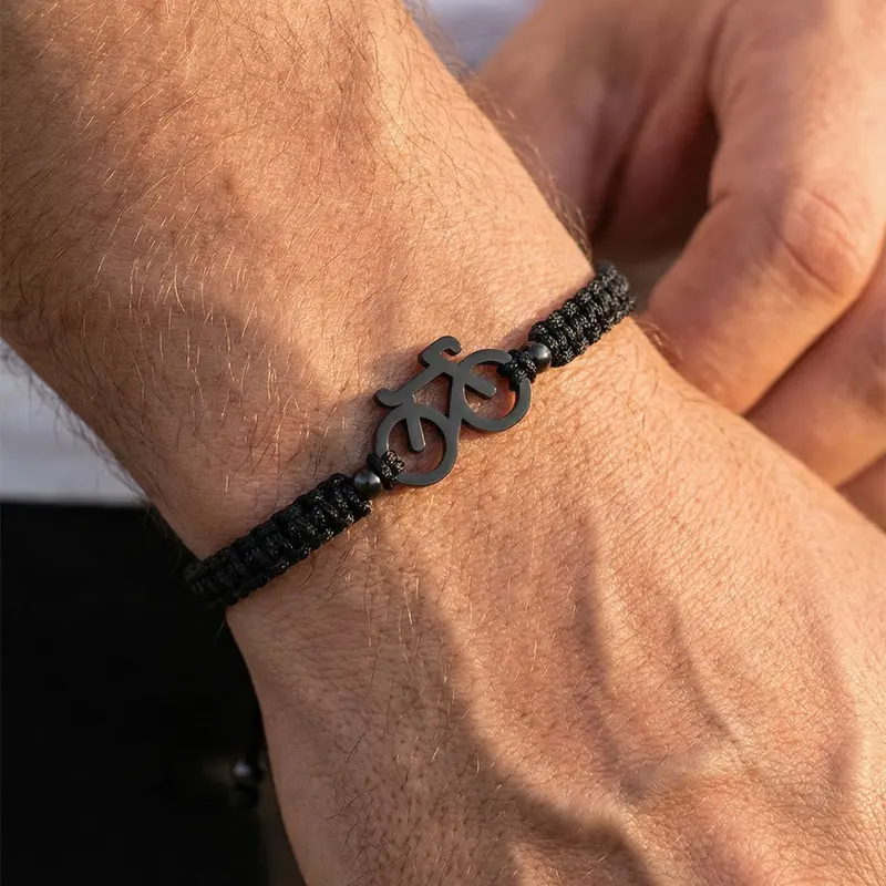 Black Bike Braided Bracelet 2