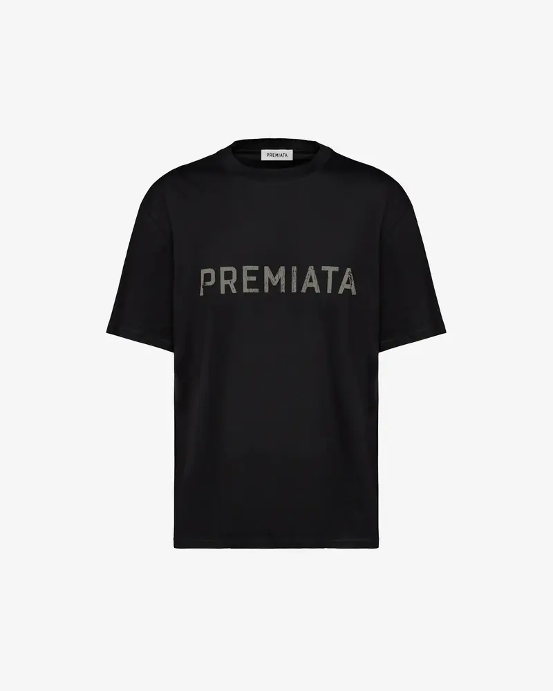 Black Cotton Logo Print T-Shirt 1