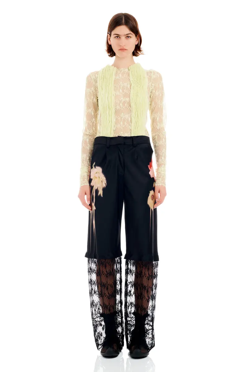 Black Flower Drip Dante Lace Trouser 1
