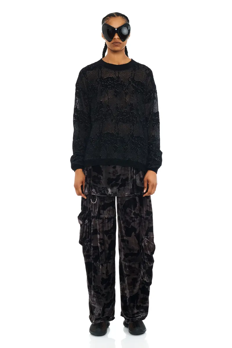Black Knit Lace Woolly Sweater 1