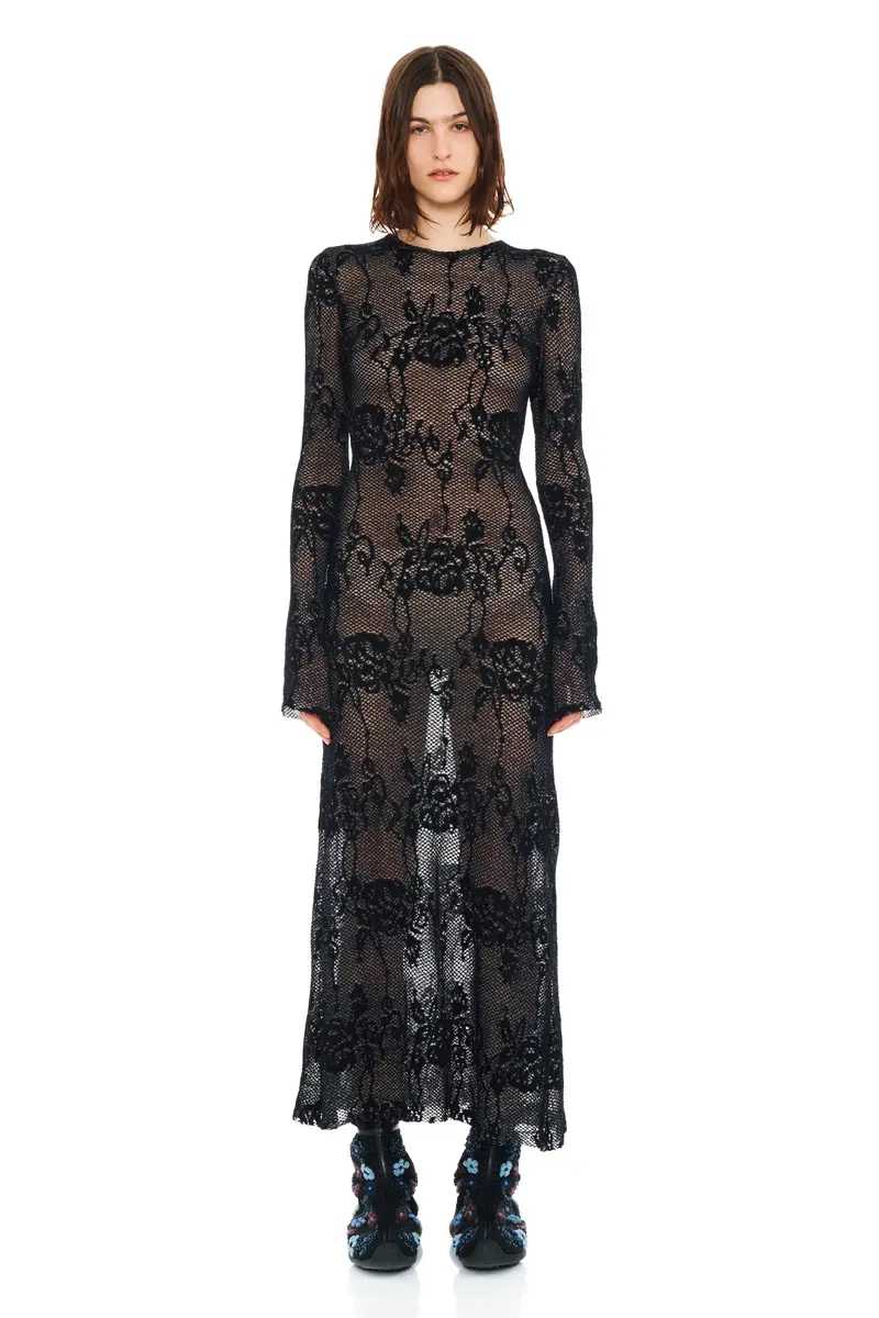 Black Knit Lace Yuri Dress 1