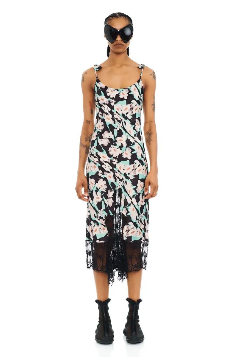 Black Painted Daisy Cypress Dress 1