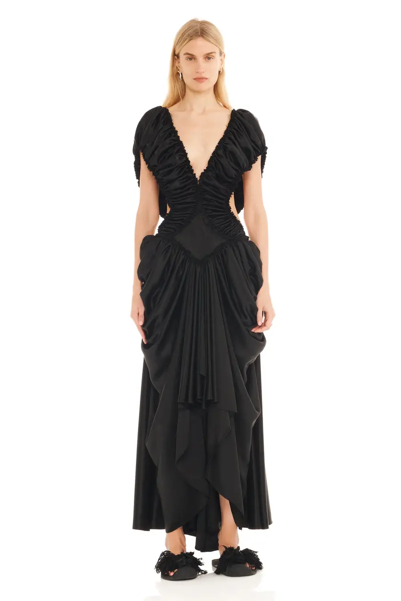 Black Satin Diamond Dress 1