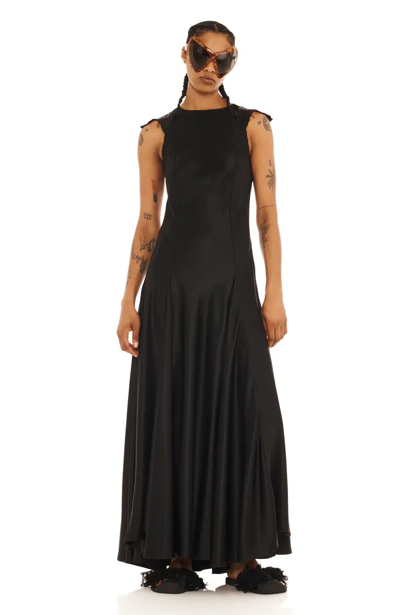 Black Satin Primrose Dress 1