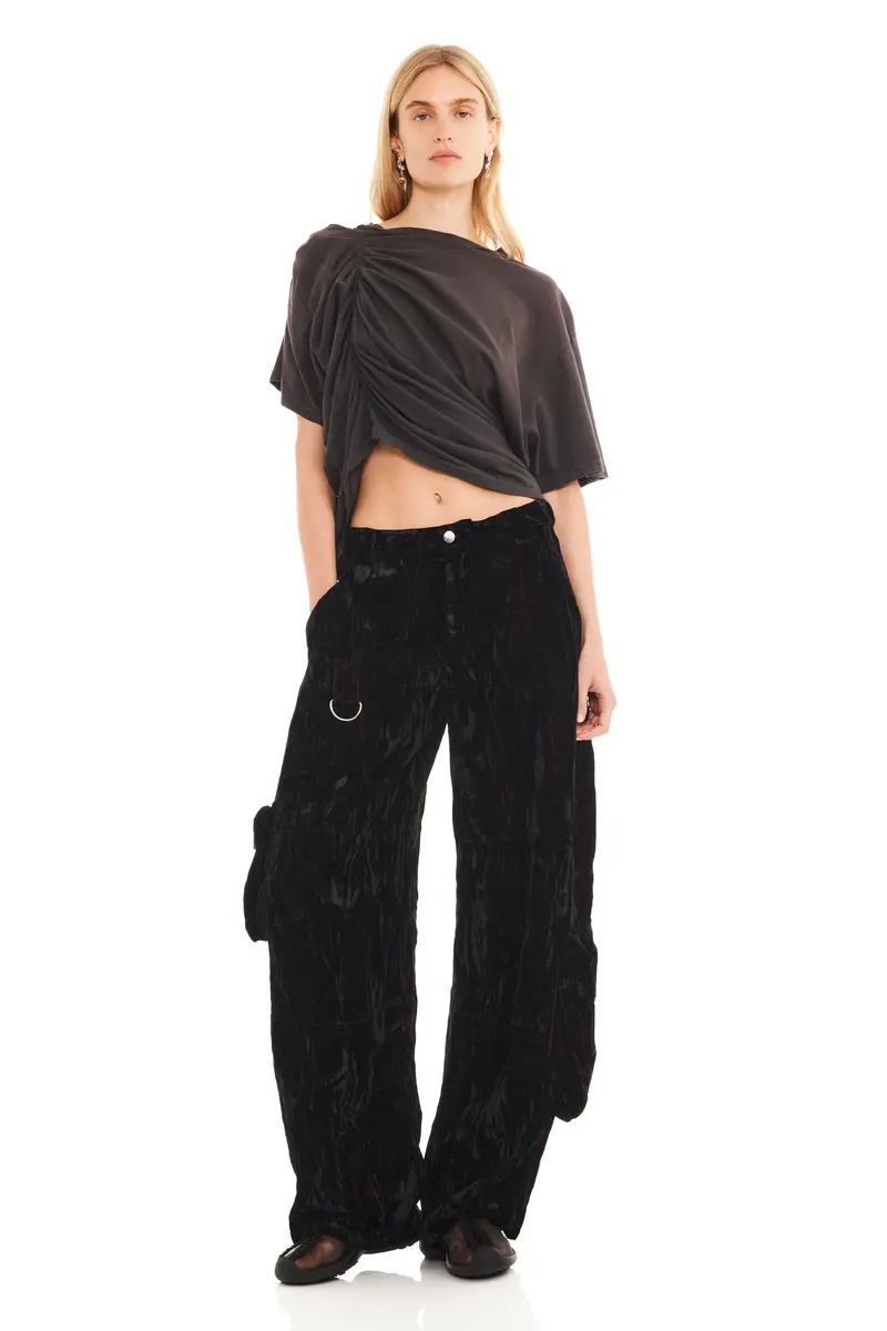 Black Velvet Lawn Cargo Pant 1