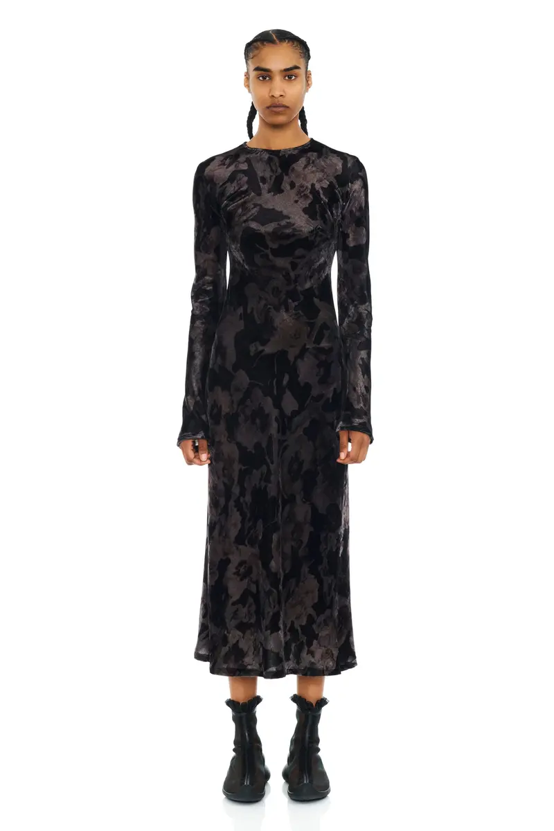 Black Watercolor Roses Yuri Dress 1