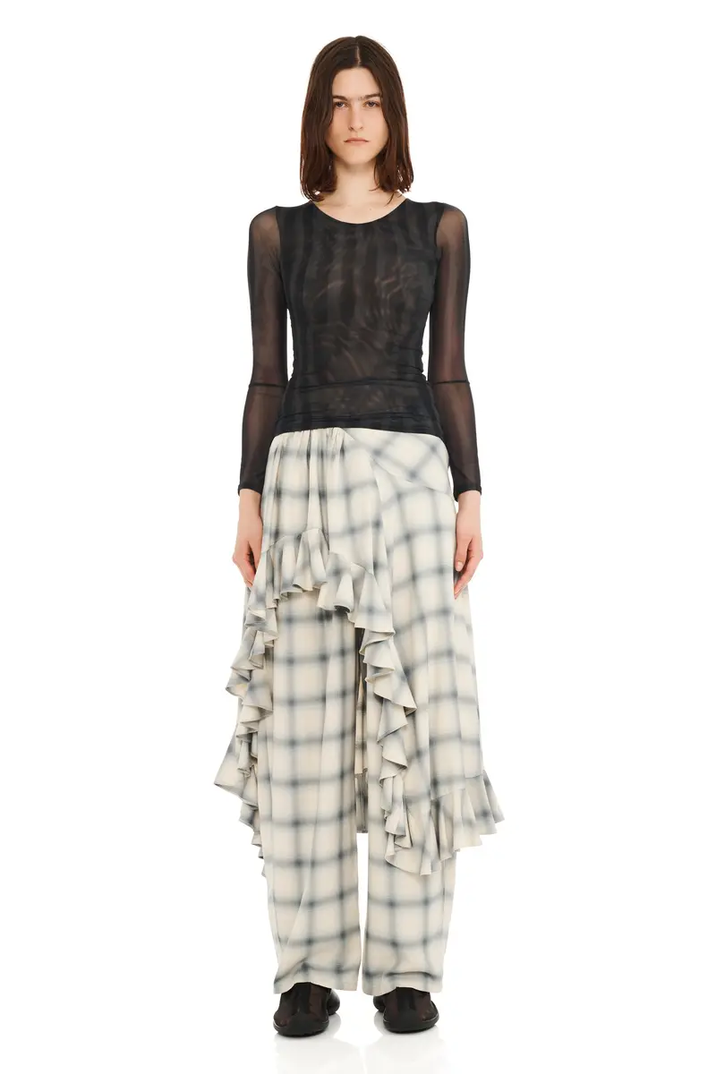 Black Wavy Flower Stripe Cardio Crew 1
