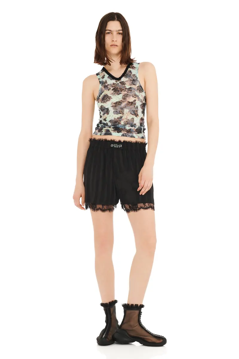 Black Wavy Flower Stripe Mini Odeon Boxer 1
