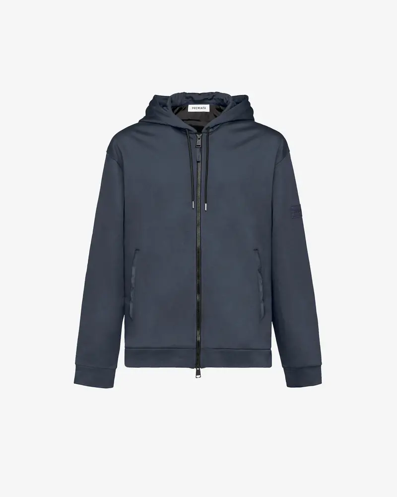 Blue Cotton Zip-Up Hoodie 1
