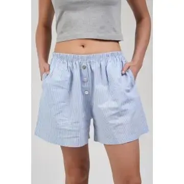 Blue Pinstripe Poplin Shorts 1