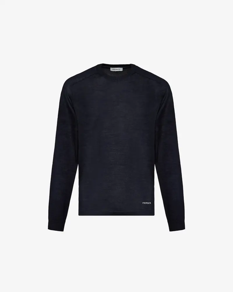 Blue Wool And Silk Crew Neck Sweater 1