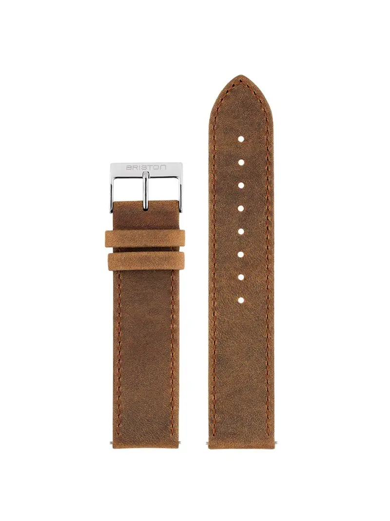 Briston 2-Part Vintage Leather Strap Brown Polished Steel 20Mm 1