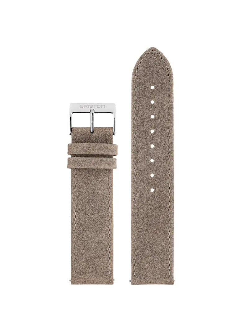 Briston 2-Part Vintage Leather Strap Taupe Polished Steel 20Mm 1