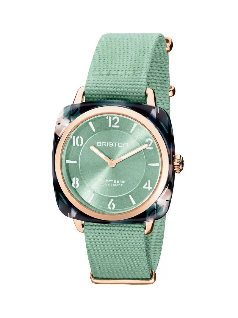 Briston Clubmaster Chic Acetate Hms Aqua Green Sunray Dial Rose Gold 36Mm 1