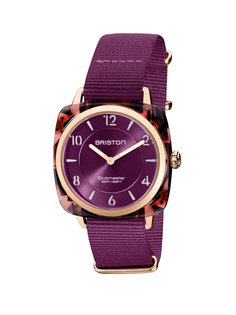 Briston Clubmaster Chic Acetate Hms Cardinal Grape Sunray Dial Rose Gold 36Mm 1