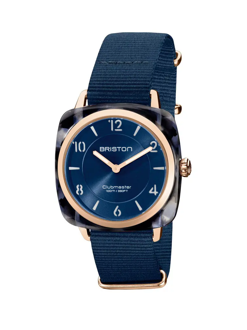 Briston Clubmaster Chic Acetate Hms Midnight Blue Sunray Dial Rose Gold 36Mm 1
