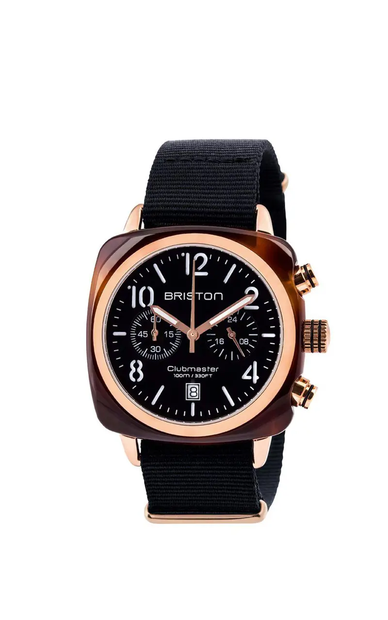 Briston Clubmaster Classic Acetate Chronograph Black Dial Rose Gold 40Mm 1