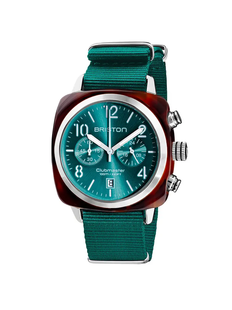 Briston Clubmaster Classic Acetate Chronograph Emerald Green Sunray Dial 42Mm 1