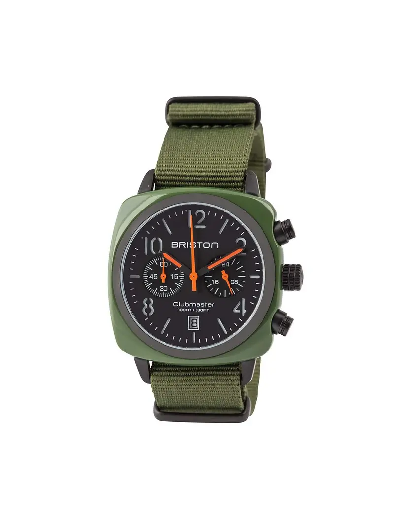 Briston Clubmaster Classic Acetate Chronograph Green Army Pvd 40Mm 1