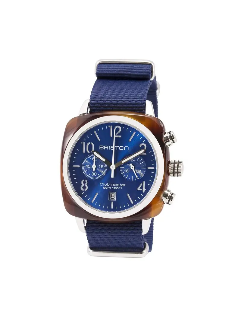 Briston Clubmaster Classic Acetate Chronograph Tortoise Shell Blue Sunray Dial 40Mm 1