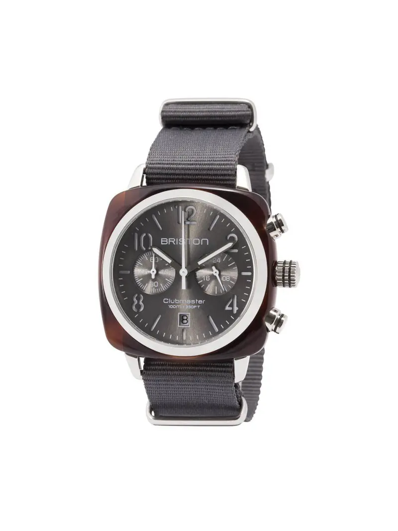 Briston Clubmaster Classic Acetate Chronograph Tortoise Shell Grey Sunray Dial 40Mm 1