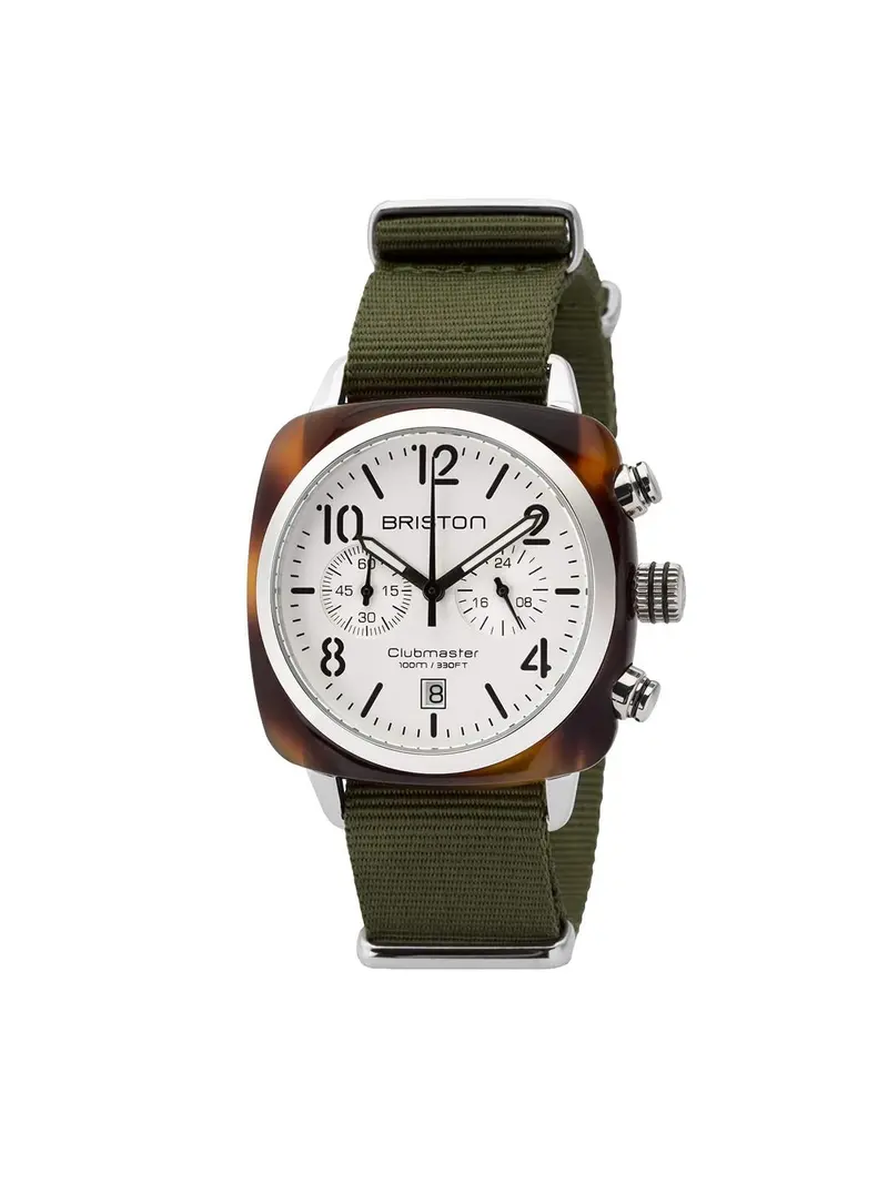 Briston Clubmaster Classic Acetate Chronograph Tortoise Shell White Dial 40Mm 1