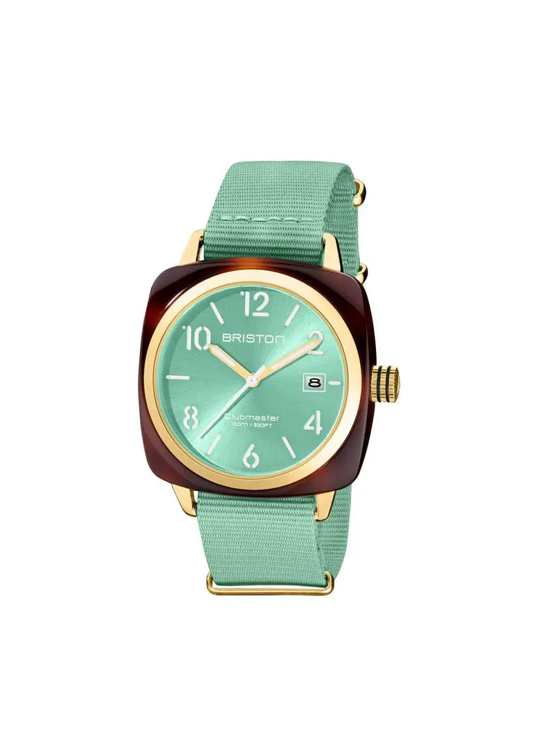 Briston Clubmaster Classic Acetate Hms Gold Aqua Green Sunray Dial 40Mm 1